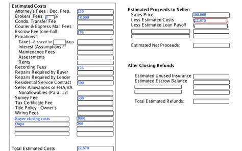 what are closing costs for the seller on 300000